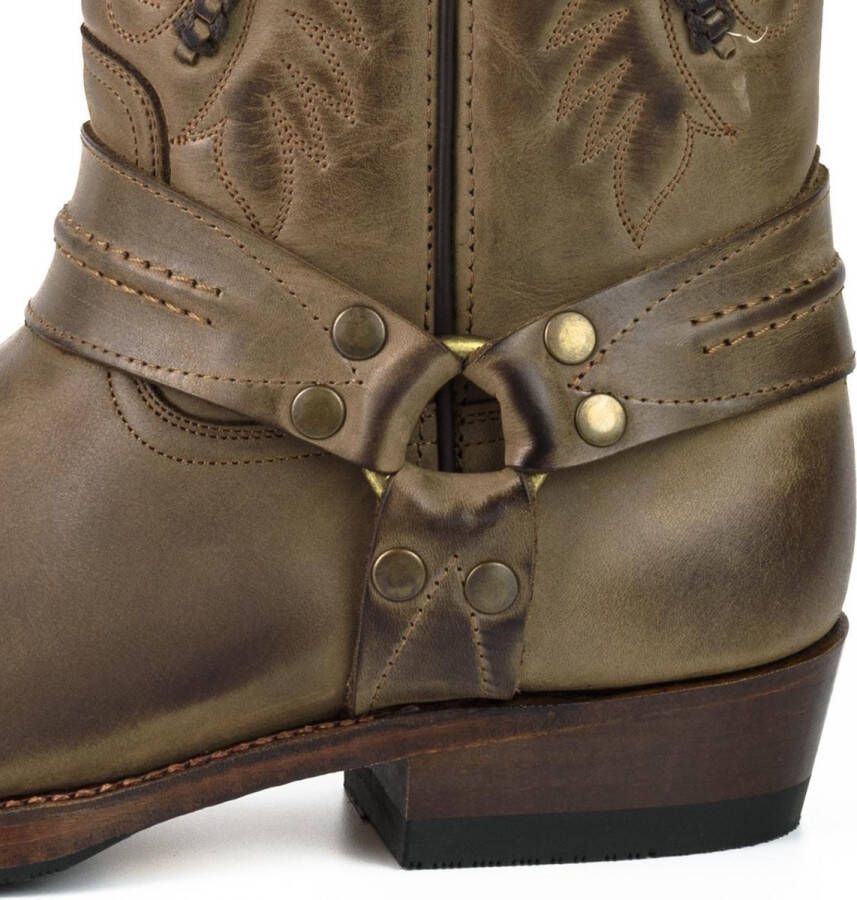 Mayura Boots 02 Bruin Biker Western Dames Heren laarzen Vierkante Neus Vast Spoor Vlechtwerk Oliebestendige Zool