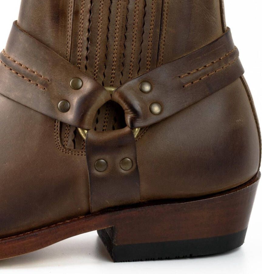 Mayura Boots 04 Bruin Cow Western Enkellaars Vierkante Neus Vast Spoor Elastiek Sluiting - Foto 2