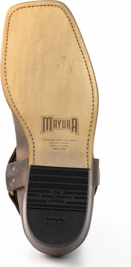 Mayura Boots 04 Bruin Cowboy Western Enkellaars Heren Dames Vierkante Neus Vast Spoor Elastiek Sluiting