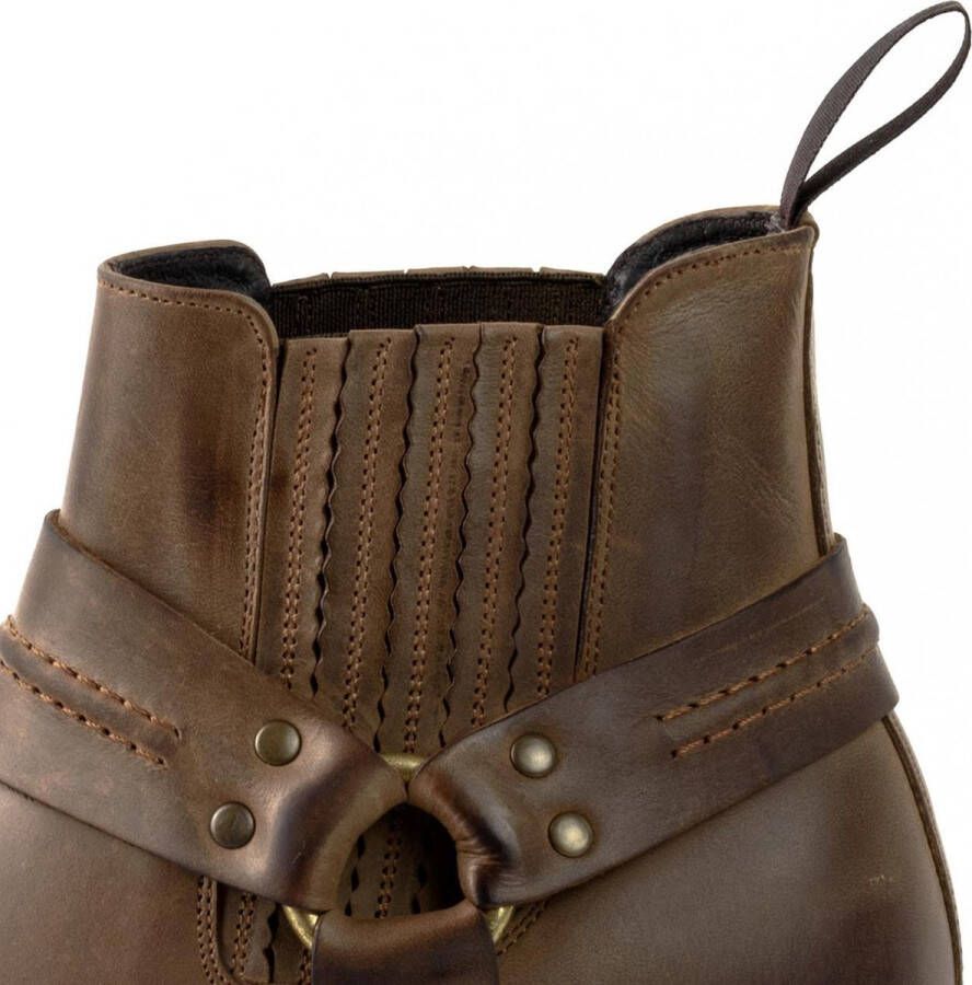 Mayura Boots 04 Bruin Cowboy Western Enkellaars Heren Dames Vierkante Neus Vast Spoor Elastiek Sluiting