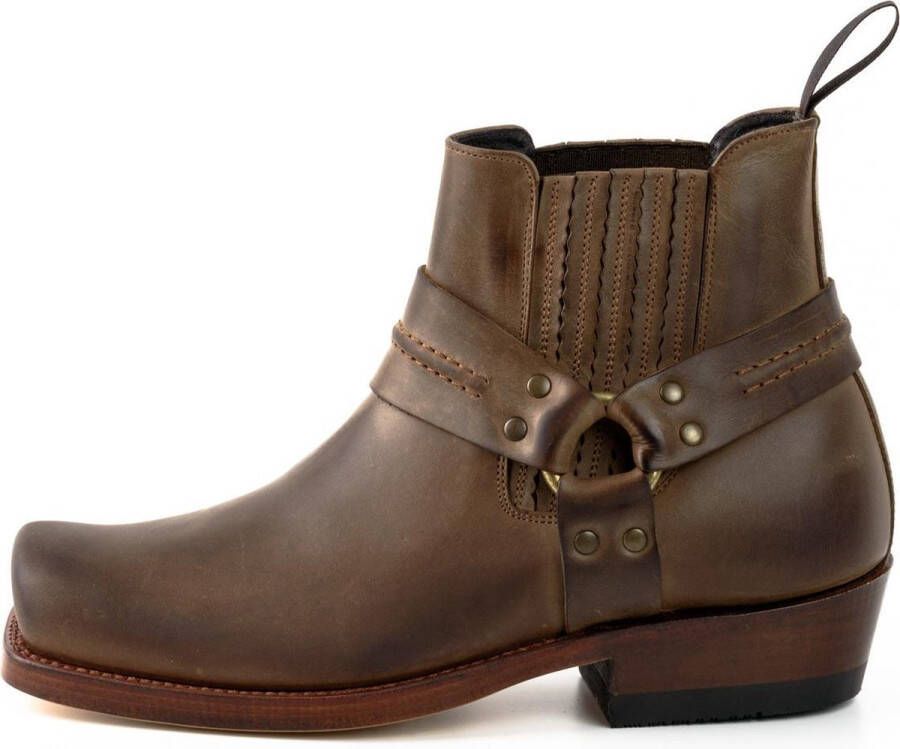Mayura Boots 04 Bruin Cow Western Enkellaars Vierkante Neus Vast Spoor Elastiek Sluiting - Foto 8