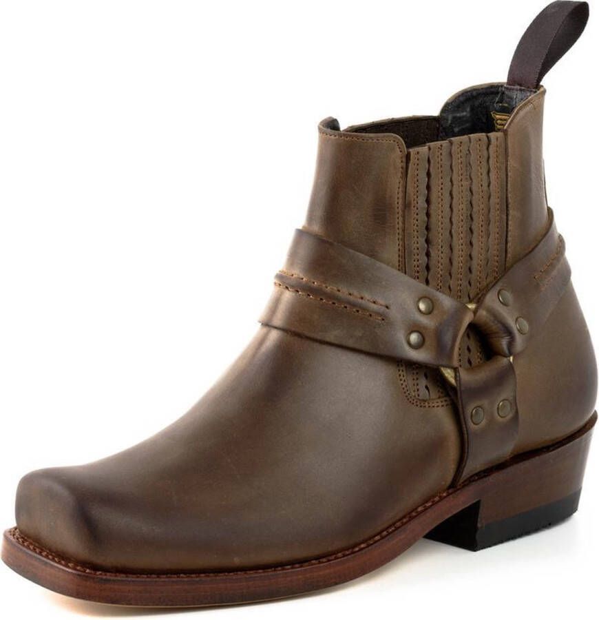 Mayura Boots 04 Bruin Cow Western Enkellaars Vierkante Neus Vast Spoor Elastiek Sluiting - Foto 9