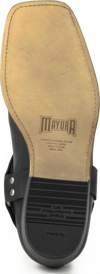 Mayura Boots 04 Zwart Cowboy Western Enkellaars Heren Dames Vieriste Neus Vast Spoor Elastiek Sluiting