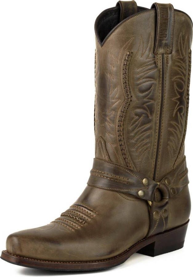 Mayura Boots 07 Bruin Motor Biker Western Dames Heren Spitse Laarzen Vlechtwerk Vast Spoor Gewaxt Leer