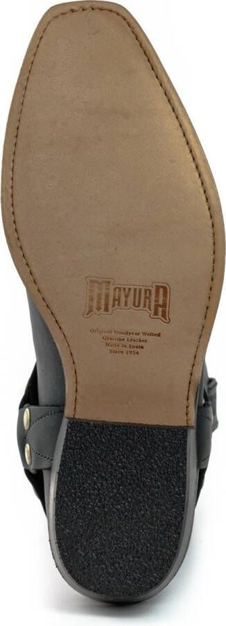 Mayura Boots 07 Zwart Motor Biker Western Dames Heren Spitse Laarzen Vlechtwerk Vast Spoor Gewaxt Leer