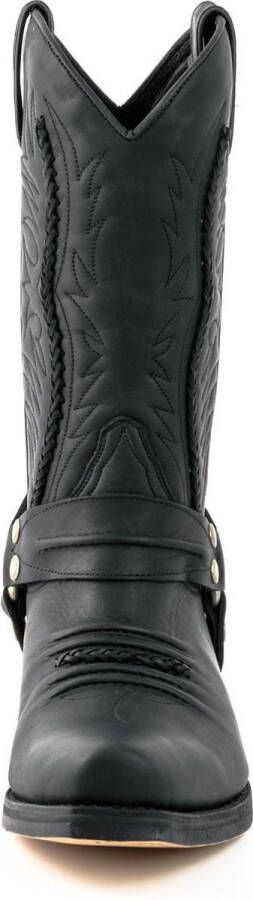 Mayura Boots 07 Zwart Motor Biker Western Dames Heren Spitse Laarzen Vlechtwerk Vast Spoor Gewaxt Leer