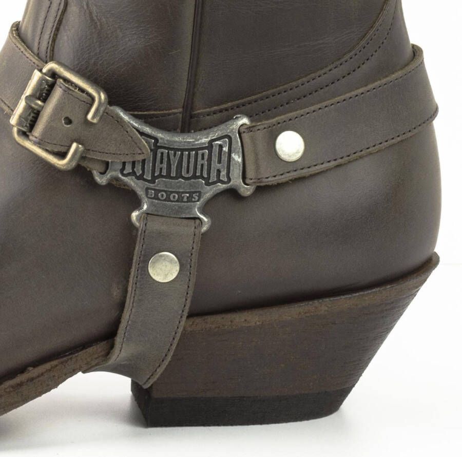 Mayura Boots 14 Donker Grijs Heren Cowboy Western Spitse Enkellaars Schuine Hak Rits Afneembaar Spoor Echt Leer