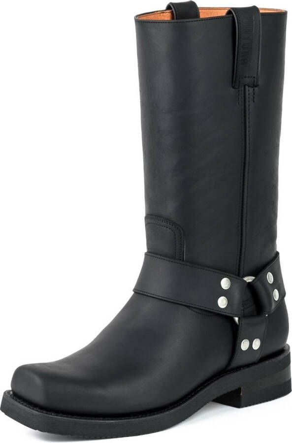 Mayura Boots 1501 Zwart Biker Western Laarzen Heren Vierkante Neus Oliebestendige Rubber Zool Kalfs Leer