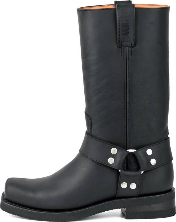 Mayura Boots 1501 Zwart Biker Western Laarzen Heren Vierkante Neus Oliebestendige Rubber Zool Kalfs Leer
