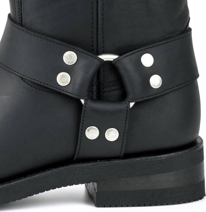 Mayura Boots 1501 Zwart Biker Western Laarzen Heren Vierkante Neus Oliebestendige Rubber Zool Kalfs Leer