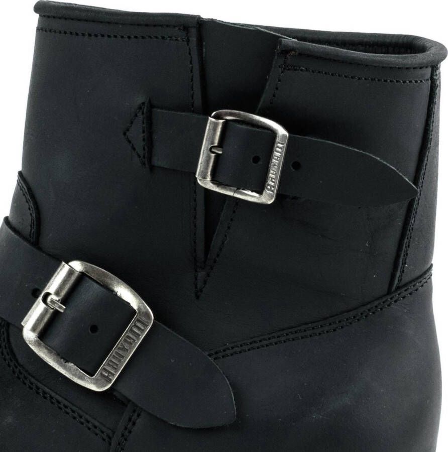 Mayura Boots 1581 Zwart Biker Motorlaars Heren Enklelaars Ronde Neus Anti Slip Zool Echt leer