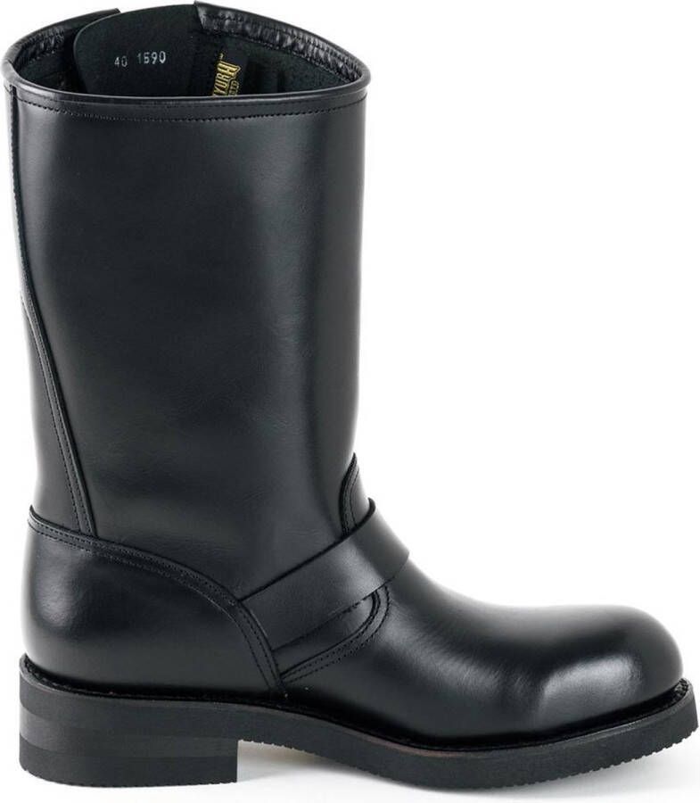 Mayura Boots 1590 Zwart Biker Motorlaarzen Heren Ronde Stalen Neus Anti Slip Zool Echt leer - Foto 5