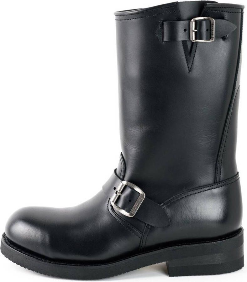 Mayura Boots 1590 Zwart Biker Motorlaarzen Heren Ronde Stalen Neus Anti Slip Zool Echt leer