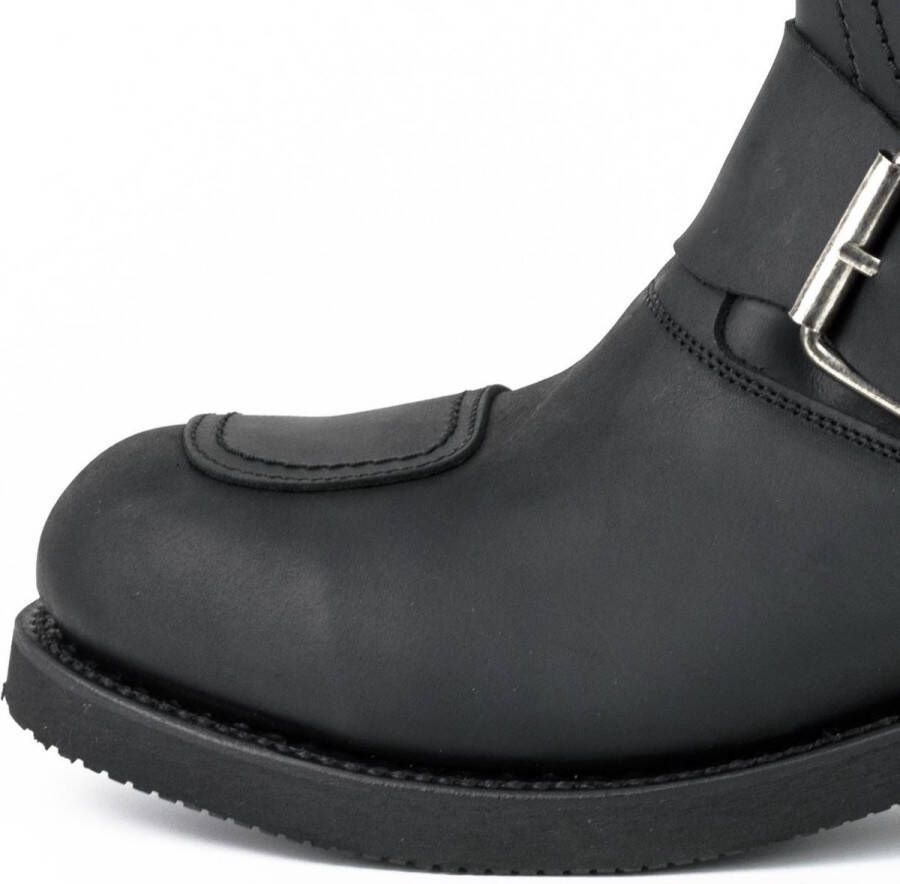 Mayura Boots 1594 Zwart Biker Motorlaarzen Dames Heren Ronde Stalen Neus Anti Slip Zool Echt leer