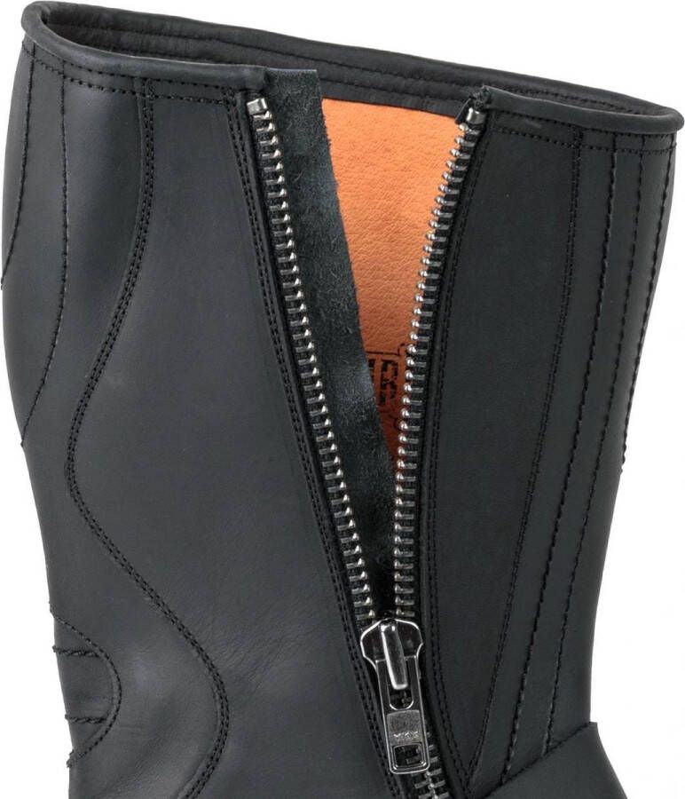 Mayura Boots 1594 Zwart Biker Motorlaarzen Dames Heren Ronde Stalen Neus Anti Slip Zool Echt leer