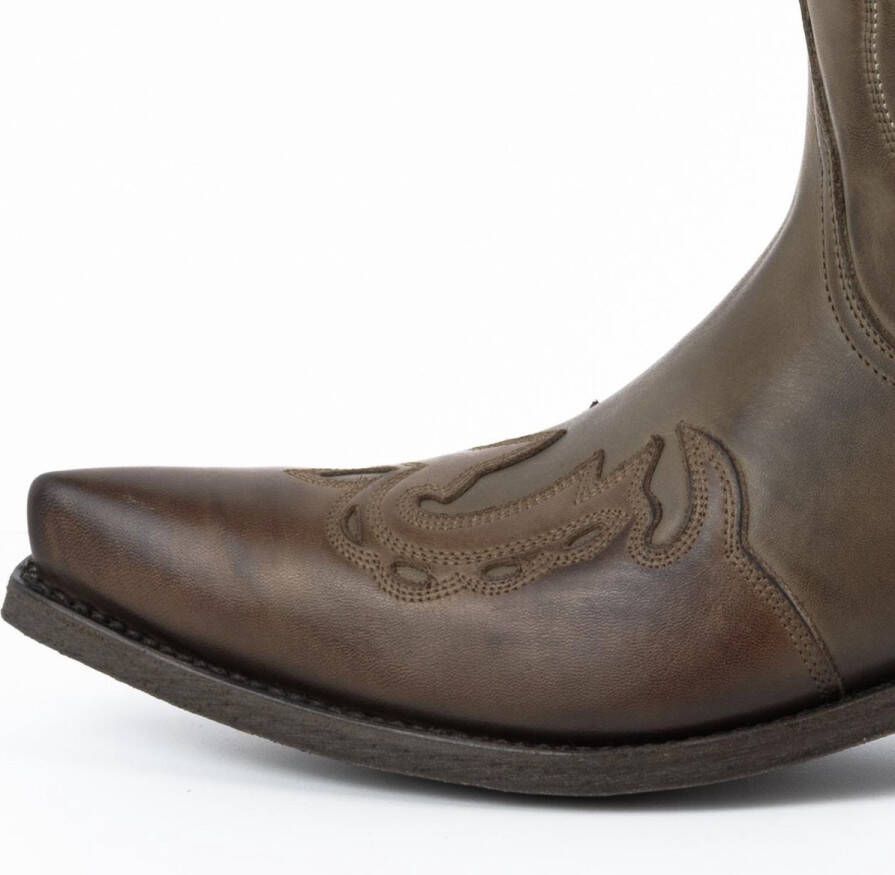 Mayura Boots 17 Taupe Ecotan Dames Heren Cowboy Western Laarzen Spitse Neus Schuine Hak Waxed Leer