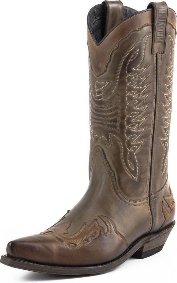 Mayura Boots 17 Taupe Ecotan Dames Heren Cowboy Western Laarzen Spitse Neus Schuine Hak Waxed Leer