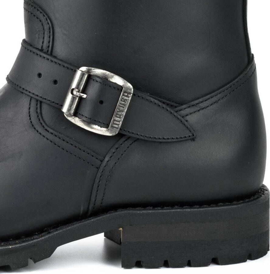 Mayura Boots 18 Zwart Biker Dames Heren Motorlaarzen Ronde Neus Anti Slip Zool Echt leer