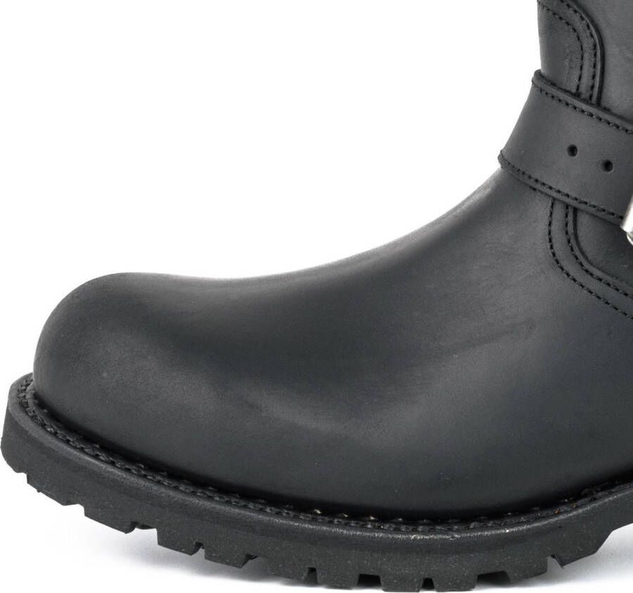 Mayura Boots 18 Zwart Biker Dames Heren Motorlaarzen Ronde Neus Anti Slip Zool Echt leer