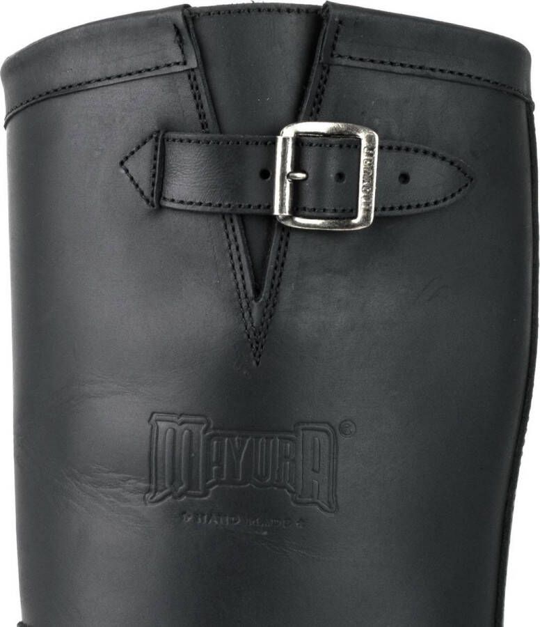 Mayura Boots 18 Zwart Biker Dames Heren Motorlaarzen Ronde Neus Anti Slip Zool Echt leer