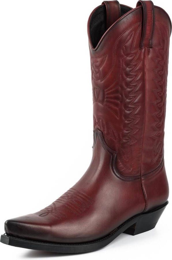 Mayura Boots 1920 Bordeaux Spitse Cowboy Western Line Dance Dames Laarzen Heren Schuine Hak Echt Leer