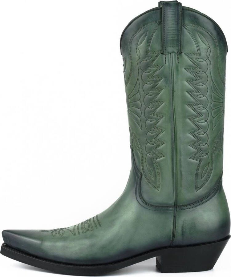 Mayura Boots 1920 Groen Spitse Cow Western Line Dance Laarzen Schuine Hak Echt Leer - Foto 9