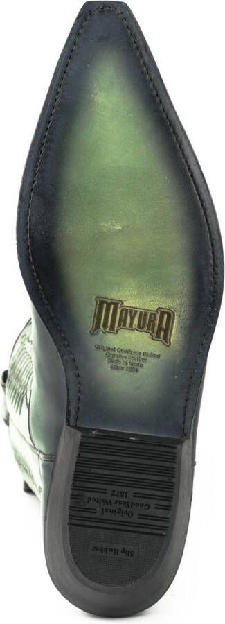 Mayura Boots 1920 Groen Spitse Cow Western Line Dance Laarzen Schuine Hak Echt Leer - Foto 10