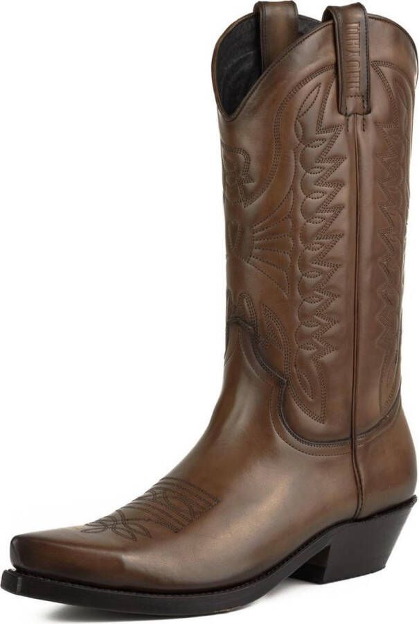 Mayura Boots 1920 Kastanje Bruin Spitse Cowboy Western Line Dance Dames Heren Laarzen Schuine Hak Echt Leer