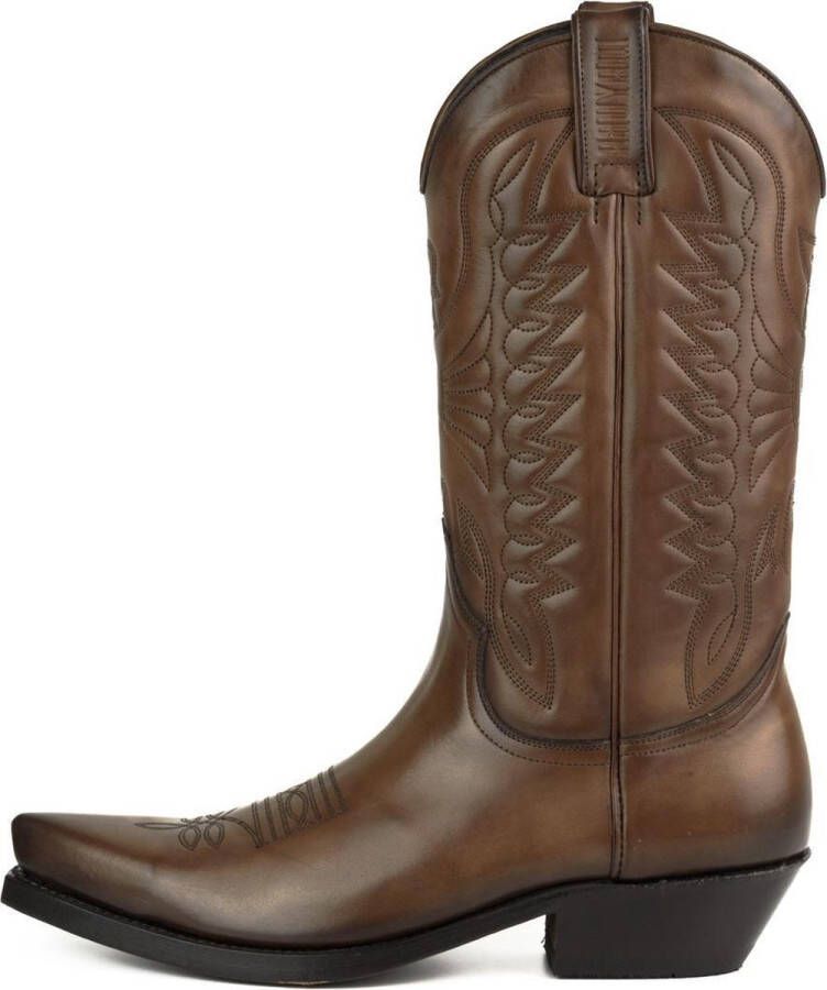 Mayura Boots 1920 Kastanje Bruin Spitse Cowboy Western Line Dance Dames Heren Laarzen Schuine Hak Echt Leer