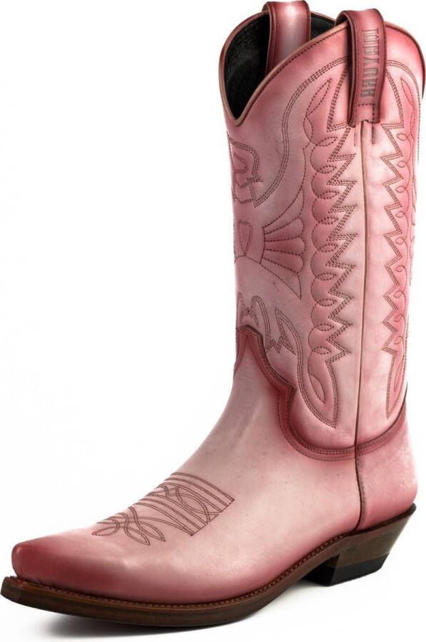 Mayura Boots 1920 Roze Spitse Cowboy Western Line Dance Dames Heren Laarzen Schuine Hak Echt Leer