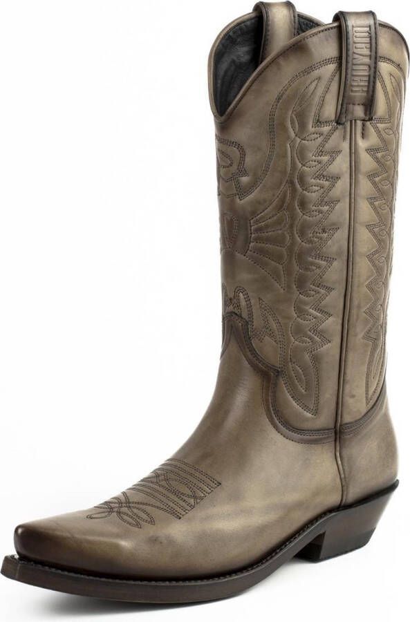 Mayura Boots 1920 Taupe Spitse Cowboy Western Line Dance Dames Heren Laarzen Schuine Hak Echt Leer