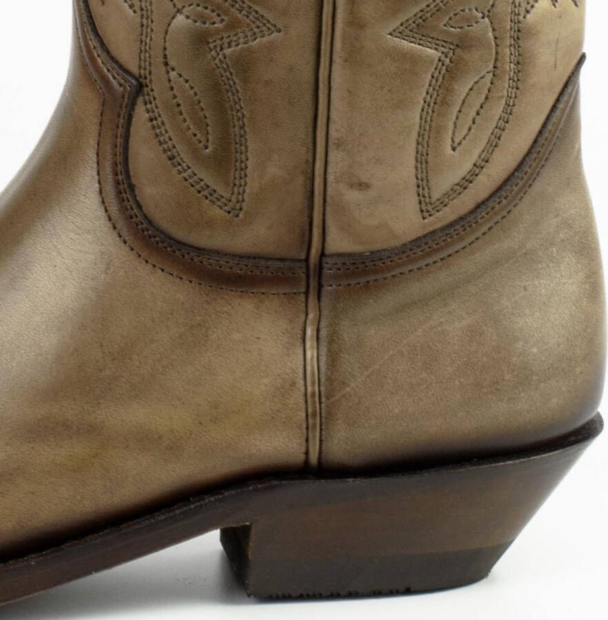 Mayura Boots 1920 Taupe Spitse Cowboy Western Line Dance Dames Heren Laarzen Schuine Hak Echt Leer