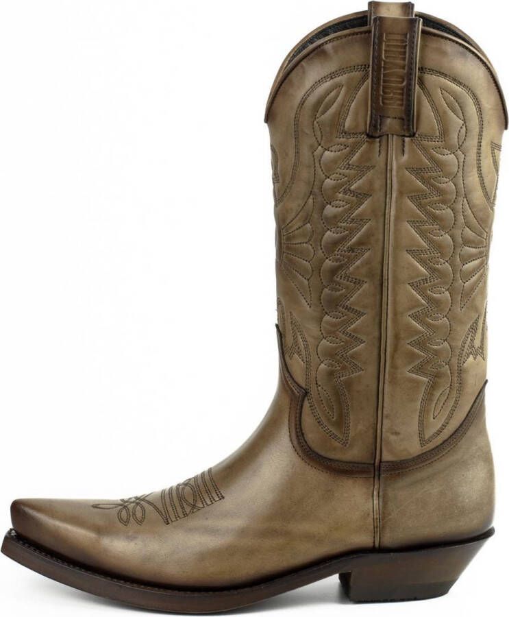 Mayura Boots 1920 Taupe Spitse Cowboy Western Line Dance Dames Heren Laarzen Schuine Hak Echt Leer