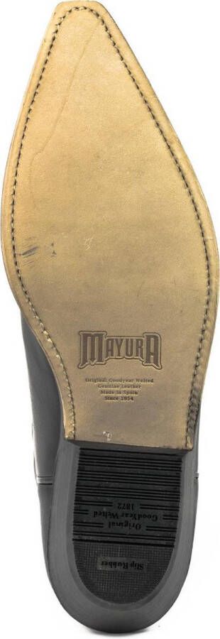 Mayura Boots 1920 Zwart Spitse Cow Western Line Dance Laarzen Schuine Hak Echt Leer - Foto 3