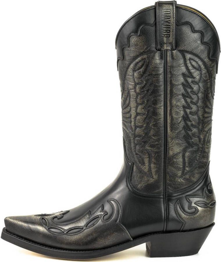 Mayura Boots 1927 Zwart Spitse Cowboy Western Dames Heren Laarzen Schuine Hak Two Tone Echt Leer