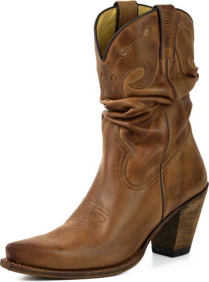 Mayura Boots 1952 Bruin Western Fashion Dames Spitse Cowboylaarzen Hoge Hak Gezakte Schacht Soepel Leer