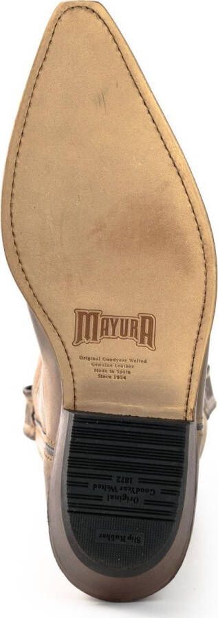 Mayura Boots 20 Kastanjebruin Unisex Cowboy Western Laarzen Spitse Neus Schuine Hak Sierstikel Wreef Waxed Leer