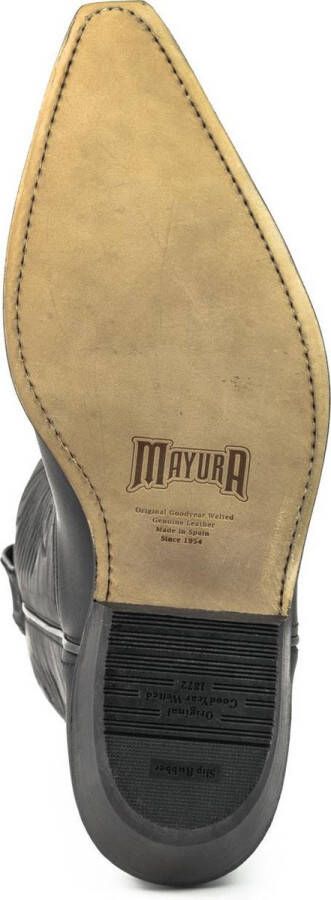 Mayura Boots 20 Zwart Unisex Cow Western Laarzen Spitse Neus Schuine Hak Sierstikel Wreef Waxed Leer - Foto 3