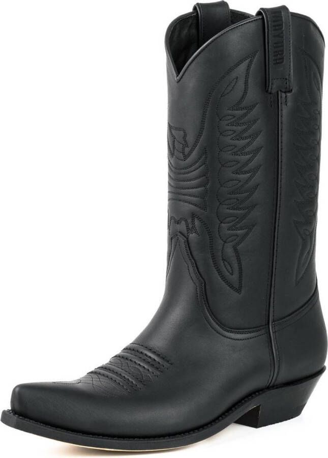 Mayura Boots 20 Zwart Unisex Cow Western Laarzen Spitse Neus Schuine Hak Sierstikel Wreef Waxed Leer - Foto 4