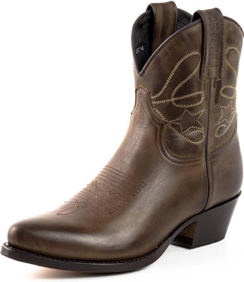 Mayura Boots 2374 Kastanje Dames Cowboy fashion Enkellaars Spitse Neus Western Hak Echt Leer