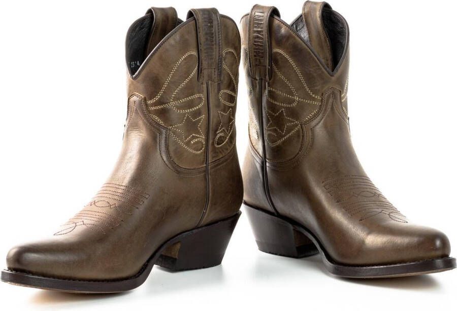 Mayura Boots 2374 Kastanje Dames Cowboy fashion Enkellaars Spitse Neus Western Hak Echt Leer