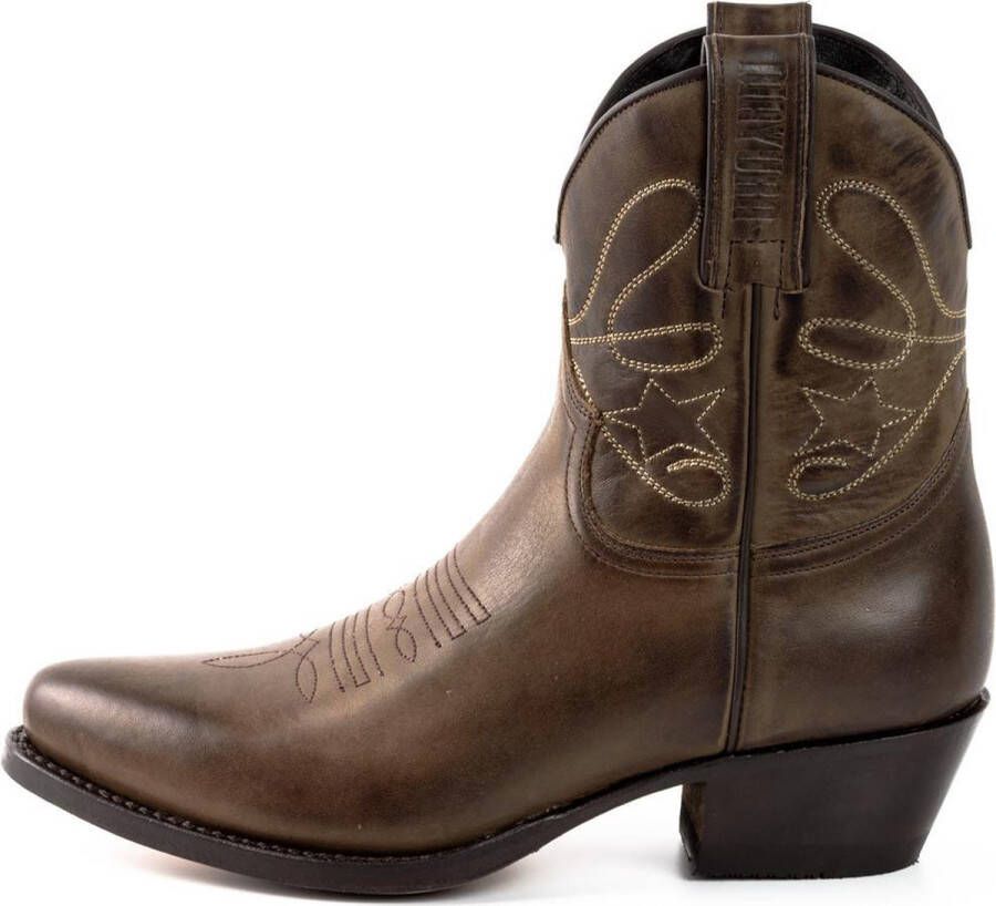 Mayura Boots 2374 Kastanje Dames Cowboy fashion Enkellaars Spitse Neus Western Hak Echt Leer