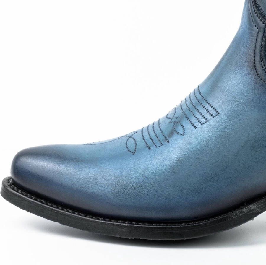 Mayura Boots 2374 Vintage Blauw Dames Cowboy fashion Enkellaars Spitse Neus Western Hak Echt Leer - Foto 3