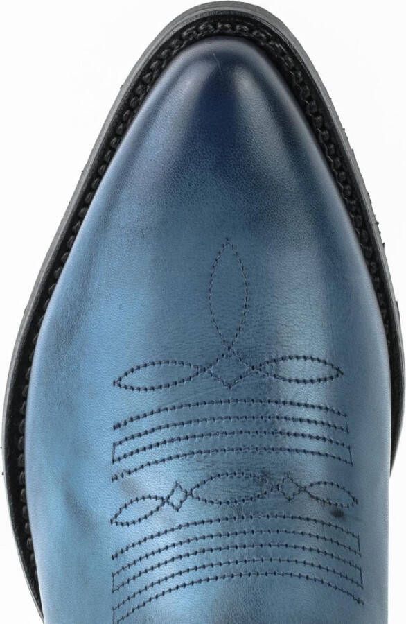 Mayura Boots 2374 Vintage Blauw Dames Cowboy fashion Enkellaars Spitse Neus Western Hak Echt Leer