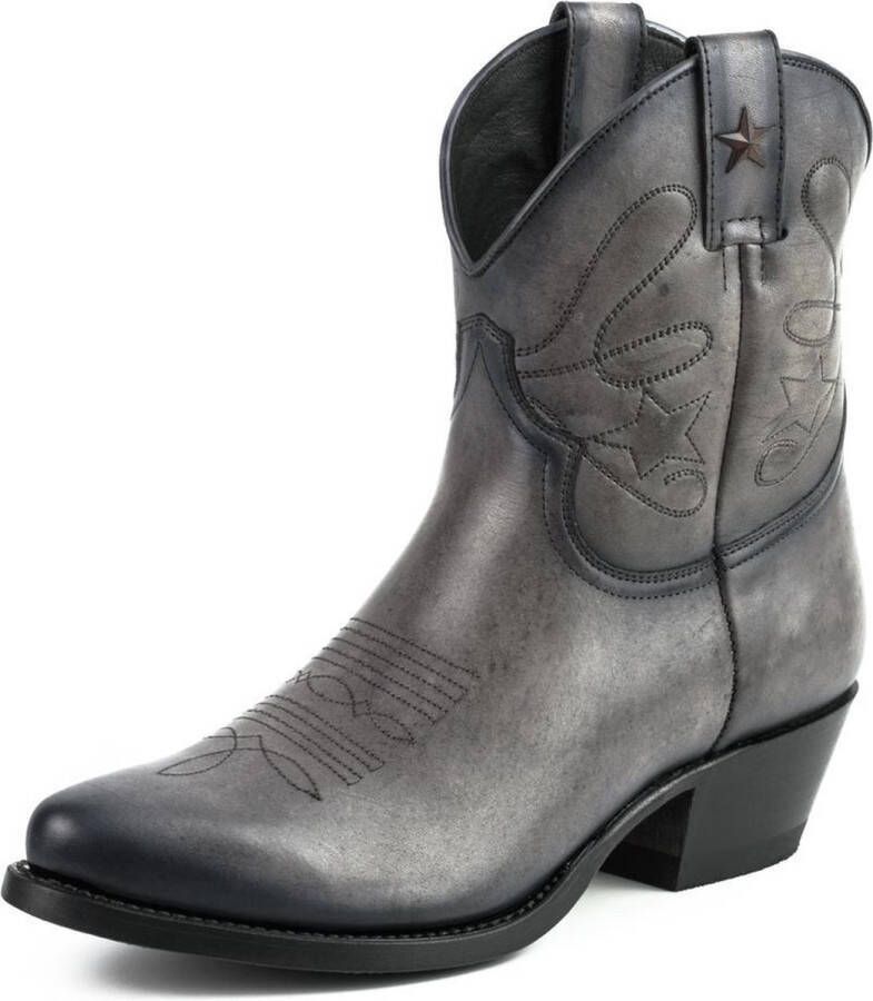 Mayura Boots 2374 Vintage Grijs Dames Cowboy fashion Enkellaars Spitse Neus Western Hak Echt Leer - Foto 9