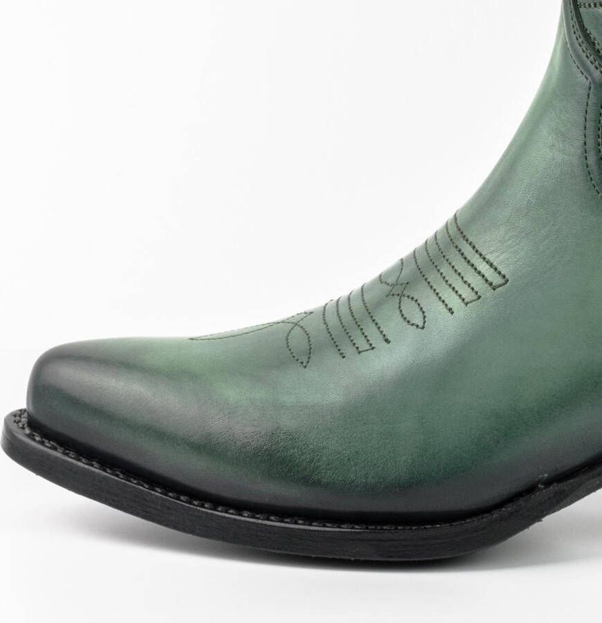 Mayura Boots 2374 Vintage Groen Dames Cowboy fashion Enkellaars Spitse Neus Western Hak Echt Leer - Foto 3