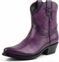 Mayura Boots 2374 Vintage Paars Dames Cowboy fashion Enkellaars Spitse Neus Western Hak Echt Leer - Thumbnail 2