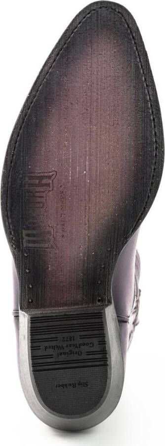 Mayura Boots 2374 Vintage Paars Dames Cowboy fashion Enkellaars Spitse Neus Western Hak Echt Leer