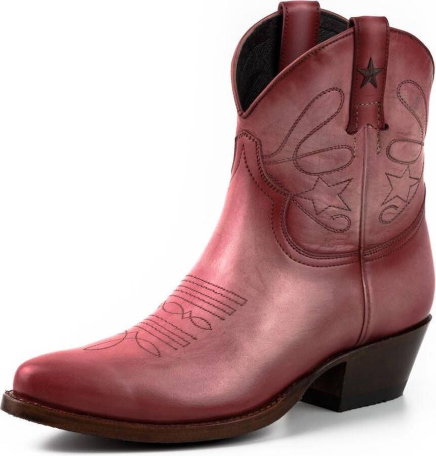 Mayura Boots 2374 Vintage Roze Dames Cowboy fashion Enkellaars Spitse Neus Western Hak Echt Leer - Foto 4
