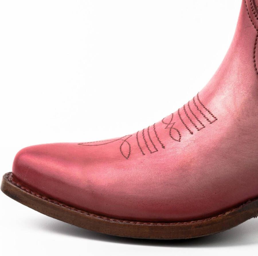 Mayura Boots 2374 Vintage Roze Dames Cowboy fashion Enkellaars Spitse Neus Western Hak Echt Leer - Foto 7